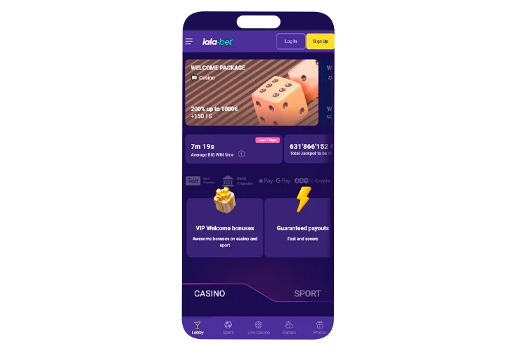 Hoofdmenu van de applicatie