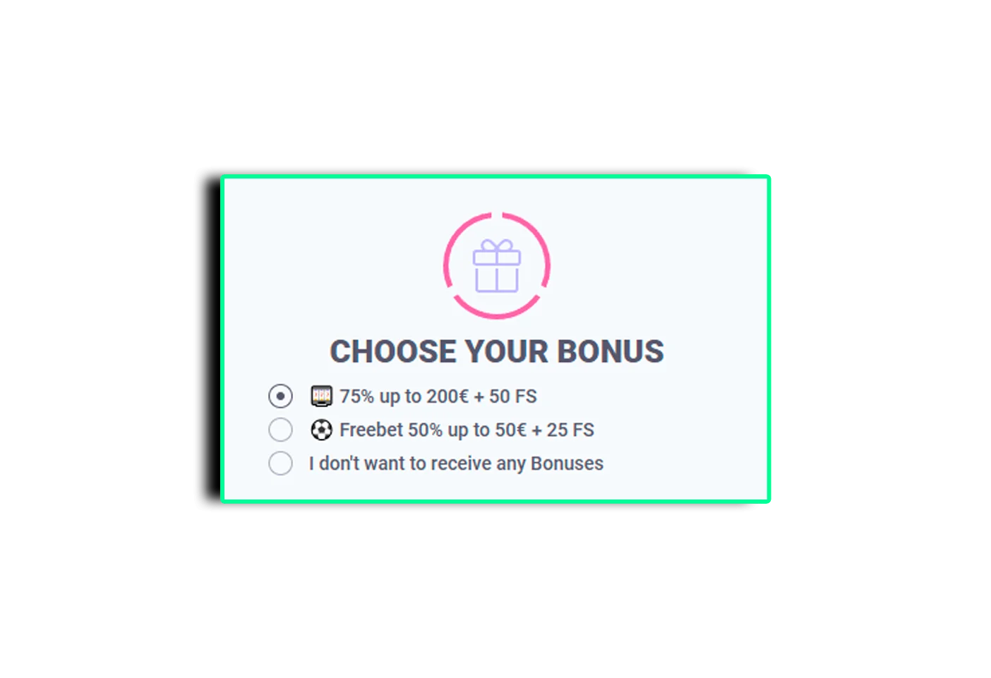 De gewenste bonus selecteren