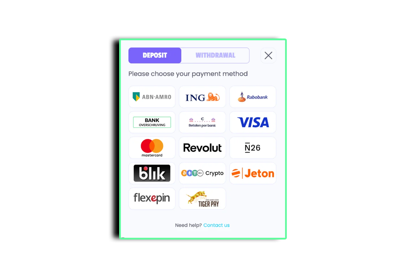 Een methode kiezen om een account aan te vullen